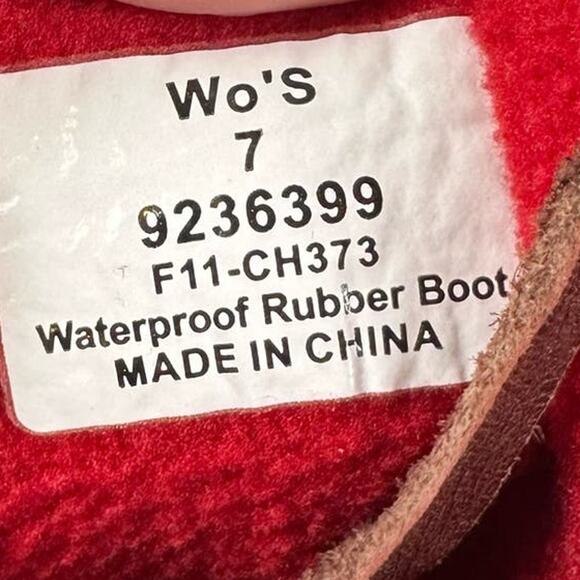 Sperry Top Sider Red and Black Buffalo Plaid Rubber Duck Boots Womens Size 7 - Picture 11 of 13